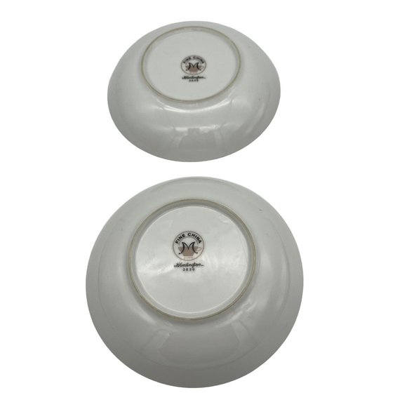 Fine China of Japan Huntington 2 Fruit Dessert Bowls White Flowers Platinum Trim - Picture 5 of 8